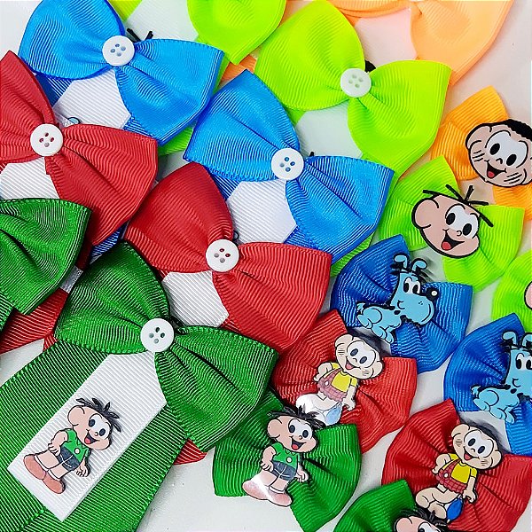 Conjunto Laço Borboleta e Gravata Social Turma Mônica - 10 unidades