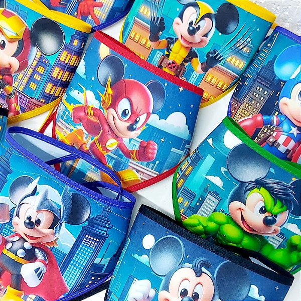 Bandanas Tecido Estampado Mickey Super Heróis - 10 unidades