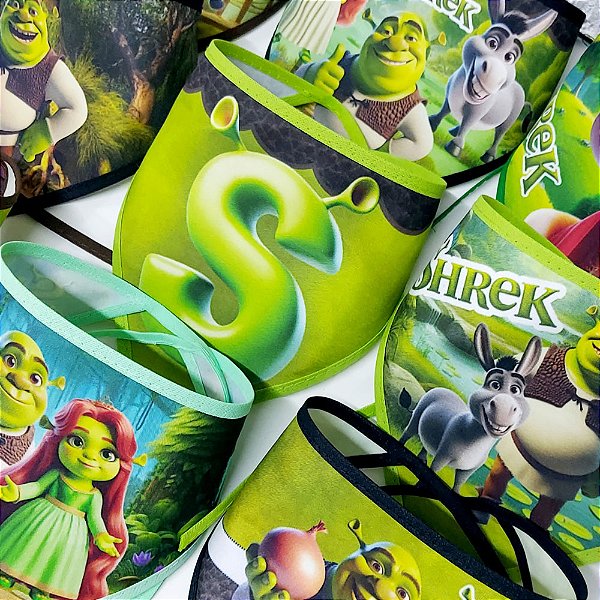 Bandanas Tecido Estampado Shrek - 10 unidades