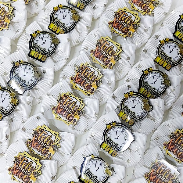 Laço Borboleta Estampado PF Ano Novo - 10 unidades