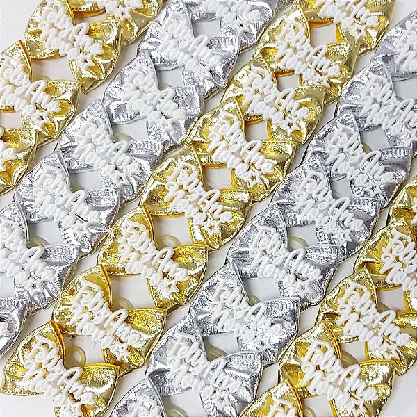 Laço Borboleta Metalizado Botão Ano Novo - 10 unidades