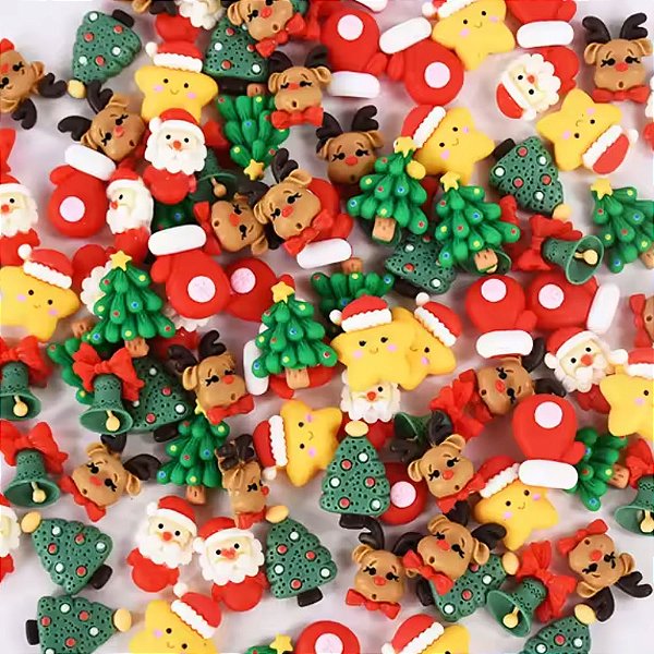 Laço de Penteado Resina de Natal Mod.2 - 10 unidades