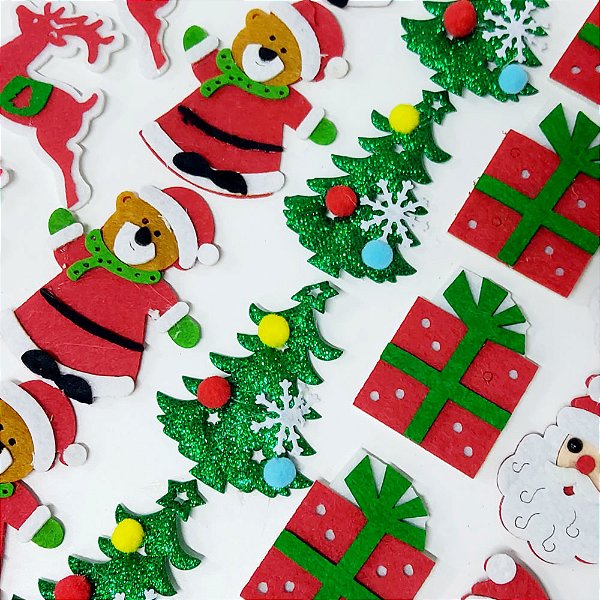 Laço de Penteado Personagens Natalinos Poliéster Natal Mod.2 - 10 unidades