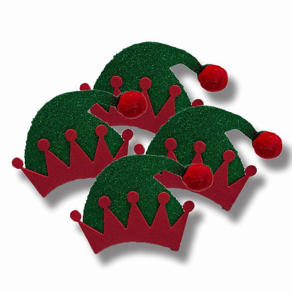 Laço de Penteado Gorro Duende EVA Natal - 10 unidades
