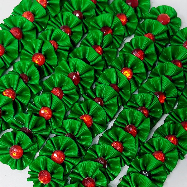 Laço Fuxico Mini Natal - 10 unidades