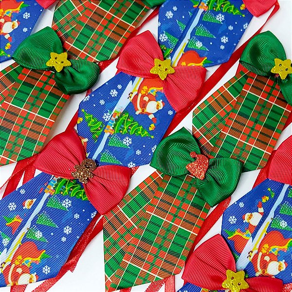 Gravata Social Laço Estampado EVA Natal - 10 unidades