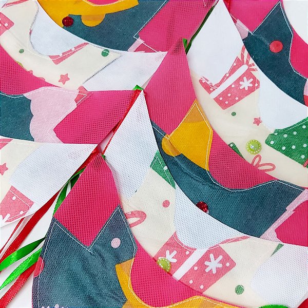 Jardineira Tecido Tricoline TNT Estampado Natal - 10 unidades