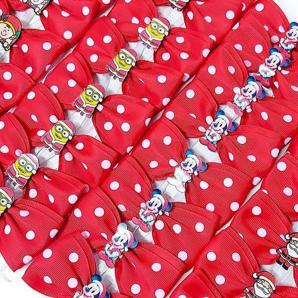 Gravata Borboleta Duplo Estampado Poá PF Natal - 10 unidades