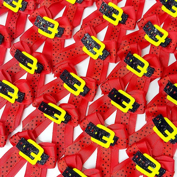 Laço de Ponta Duplo Poá Cinto Noel EVA Natal - 10 unidades