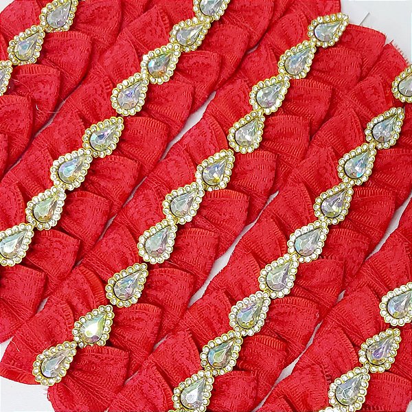 Laço Borboleta Duplo Renda Pedraria Natal - 10 unidades