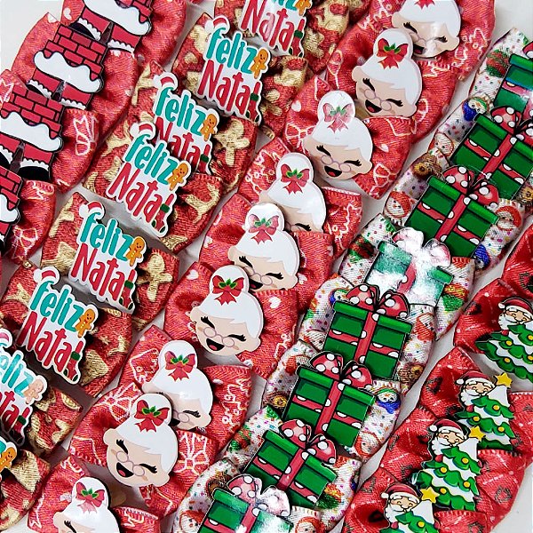 Laço Borboleta Estampado PF Natal Mod.1 - 10 unidades