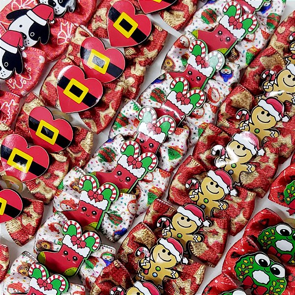Laço Borboleta Estampado PF Natal Mod.2 - 10 unidades