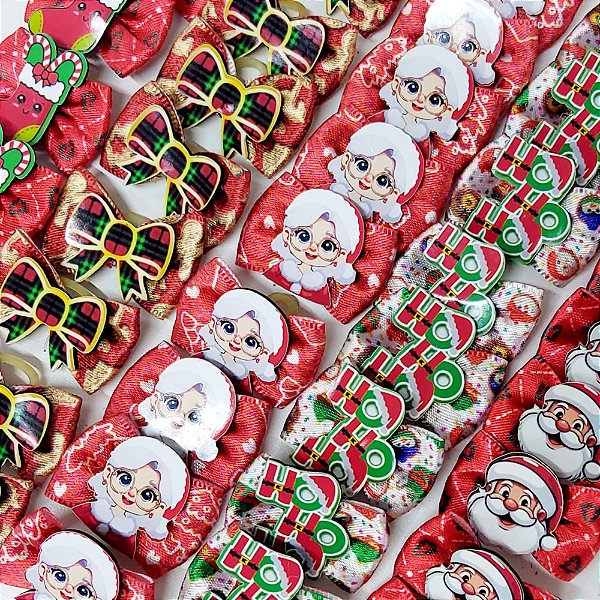 Laço Borboleta Estampado PF Natal Mod.3 - 10 unidades