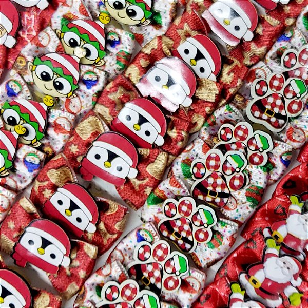 Laço Borboleta Estampado PF Natal Mod.4 - 10 unidades