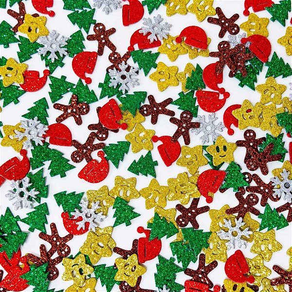 Adesivos EVA Glitter Natal (Atacado) Mod.1 - 50 unidades
