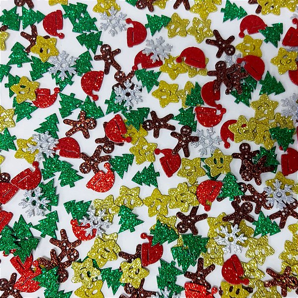 Adesivos EVA Glitter Natal (Atacado) Mod.1 - 50 unidades