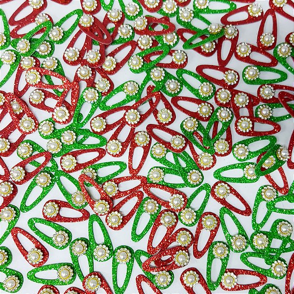 Adesivos EVA Glitter TicTac Pedraria Natal - 20 unidades