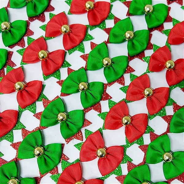 Laço Adesivo Borboleta Pérola Natal - 10 unidades