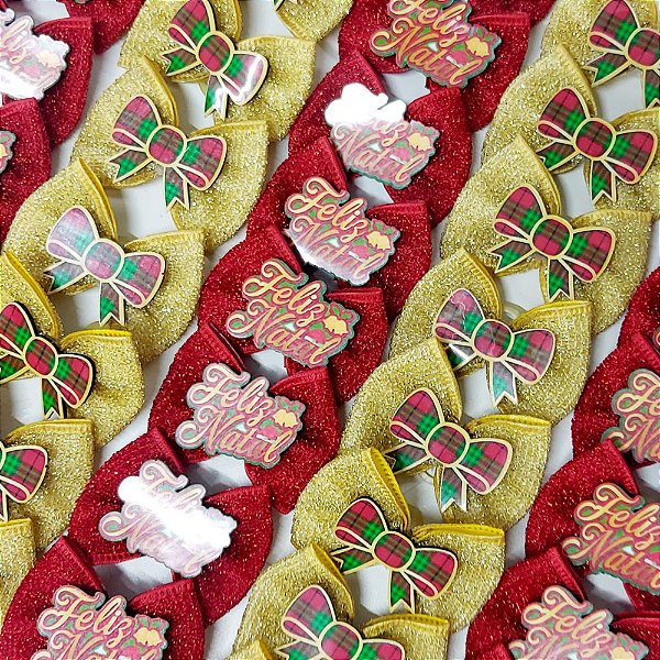 Laço Borboleta Lurex PF Natal Mod.4 - 10 unidades