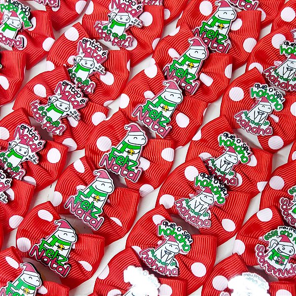 Laço Borboleta Estampado Poá PF Flork Natal - 10 unidades