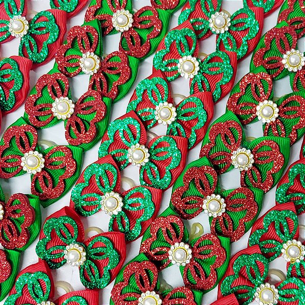 Laço Borboleta EVA Vazado Pedraria Natal - 10 unidades