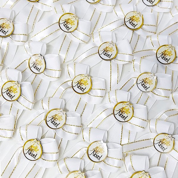 Laço de Ponta Duplo Pespontada Ouro PF Ano Novo - 10 unidades