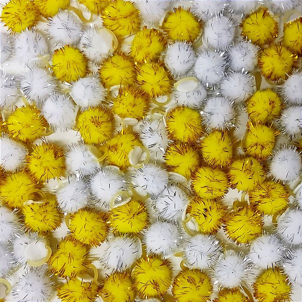 Laço de Penteado Pompom Brilho Ano Novo - 10 unidades
