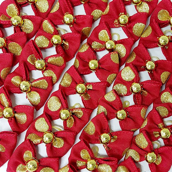 Laço Borboleta Estampado Poá Pedraria Natal - 10 unidades