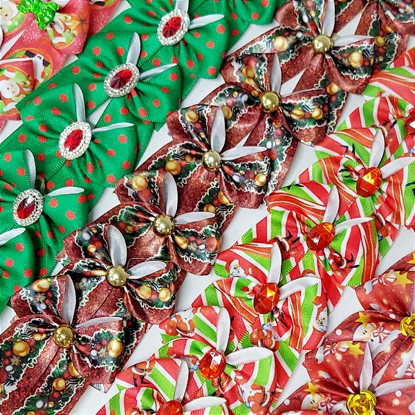 Laço de Ponta Estampado Natal - 10 unidades