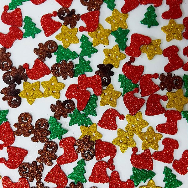 Adesivos EVA Glitter Natal (Atacado) Mod.2 - 50 unidades