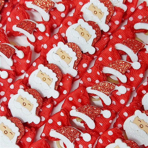 Laço Borboleta Pespontada Renda Poá EVA Natal - 10 unidades