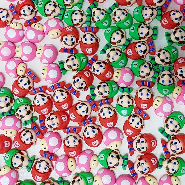 Laço de Penteado Super Mario Resina - 10 unidades
