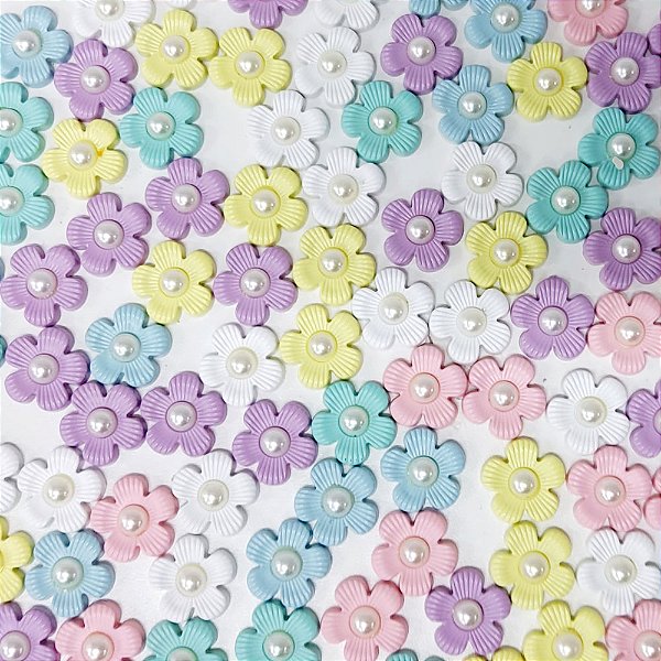 Laço de Penteado Florzinha Resina Mod.4 - 10 unidades