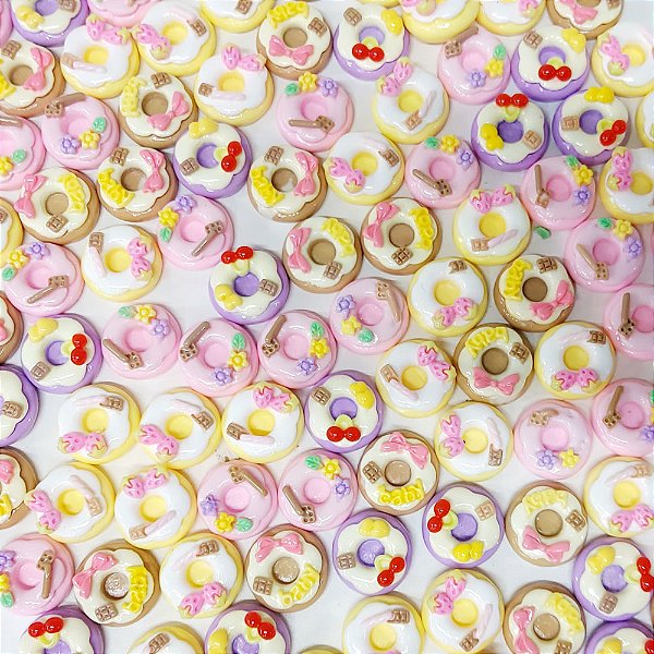 Laço de Penteado Donuts Resina - 10 unidades