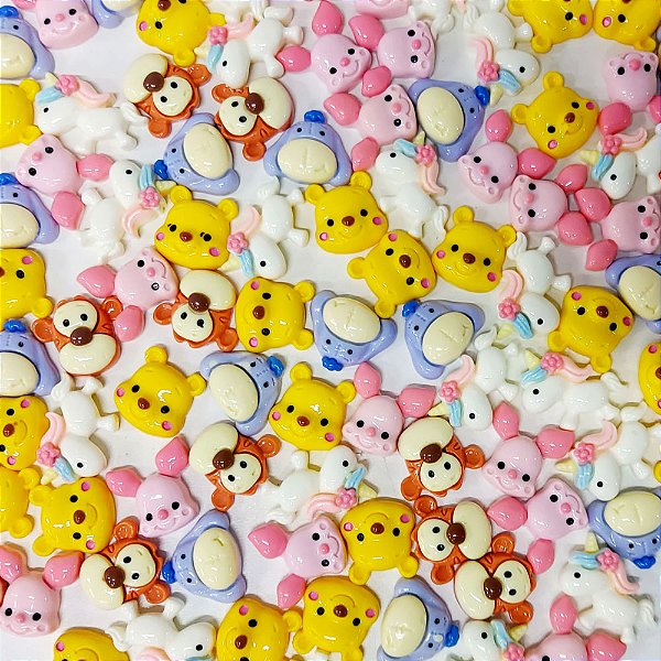 Laço de Penteado Ursinho Pooh Resina - 10 unidades