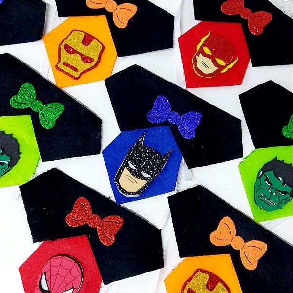 Colarinho Social Feltro EVA Super Heróis - 10 unidades