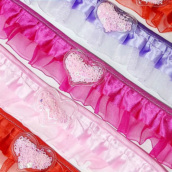 Gargantilha Franzida Coração Piscina - 10 unidades