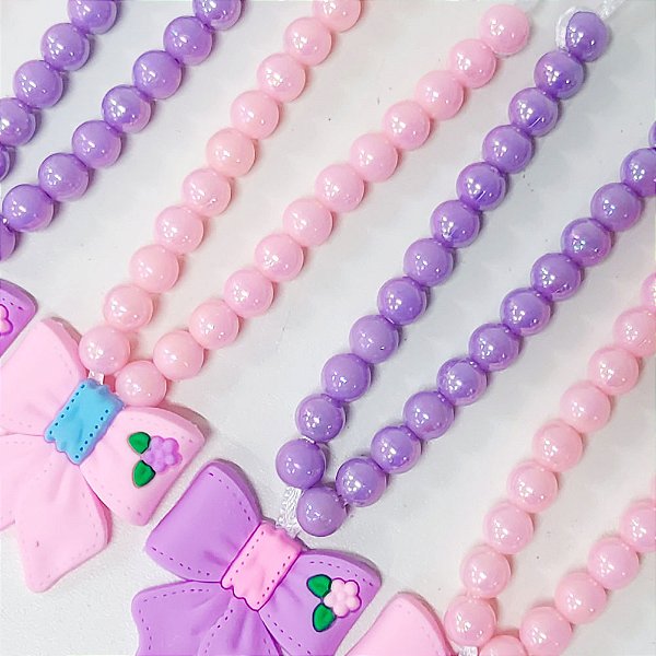 Colar de Pérola Pingente Emborrachado Laço Mod.3 - 10 unidades