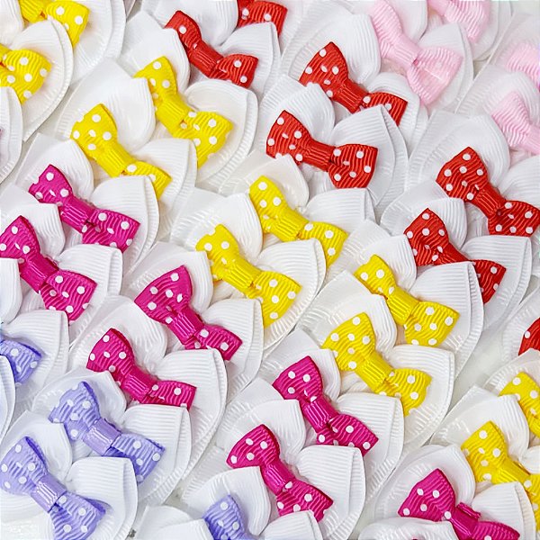 Laço Fuxico Folha Duplo Mocinha Poá - 10 unidades