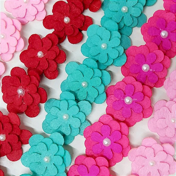 Laço de Penteado Feltro Florzinhas - 10 unidades