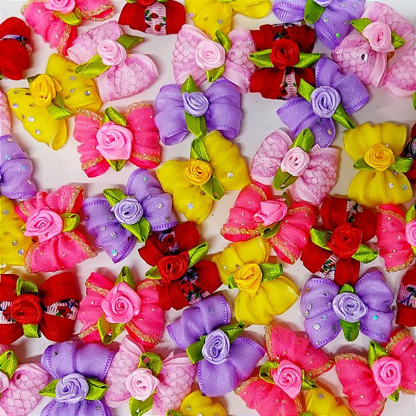 Laço Borboleta Duplo Resinado Rococó - 10 unidades