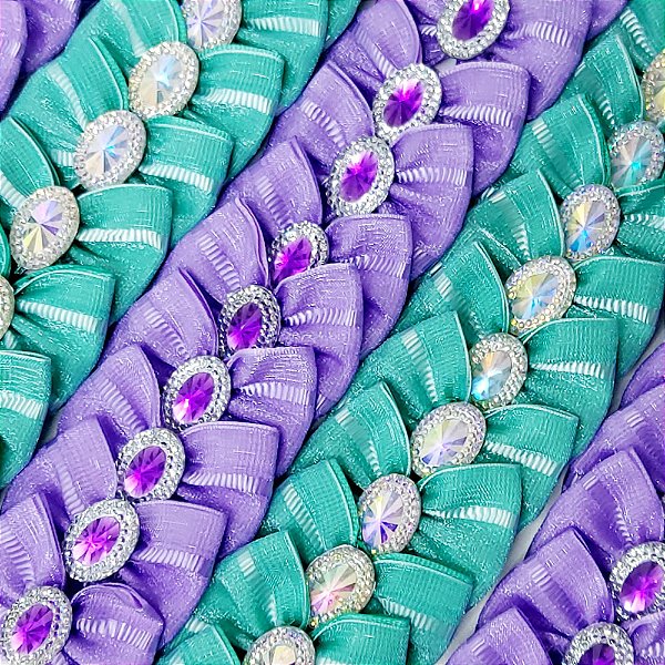 Laço Borboleta Duplo Voil Pedraria Mod.2 - 10 unidades