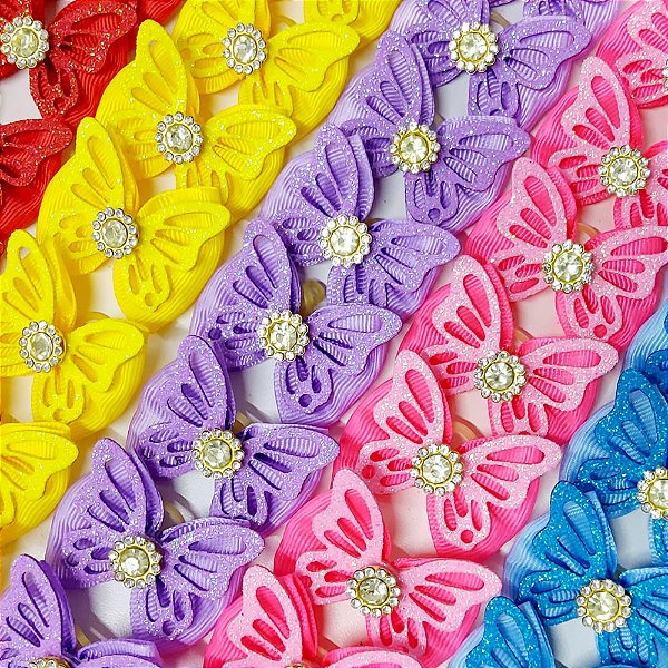 Laço Borboleta EVA Pedraria - 10 unidades