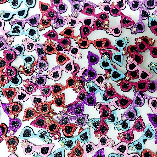 Adesivos EVA Glitter Óculos Mod.1 - 10 unidades