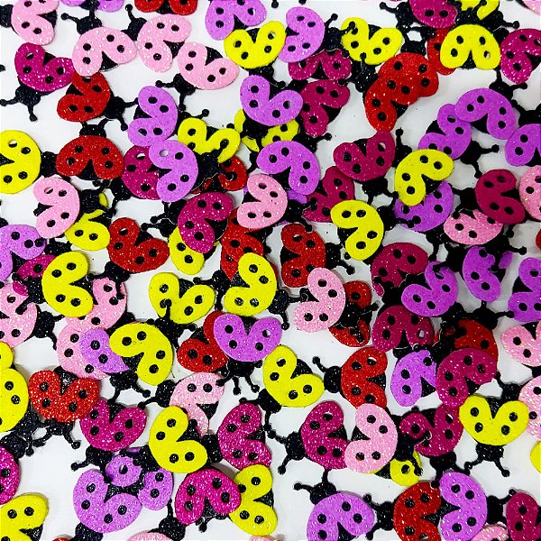 Adesivos EVA Glitter Joaninha - 10 unidades