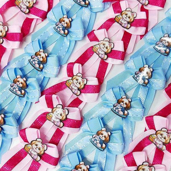 Laço de Ponta Duplo Jeans PF Dog Páscoa - 10 unidades