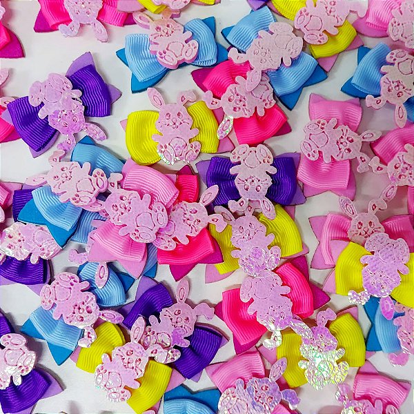 Laço Adesivo Coelho Páscoa - 10 unidades