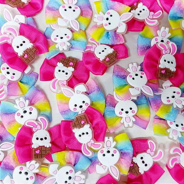 Laço Borboleta Sortidos Coelho Emborrachado Páscoa - 10 unidades