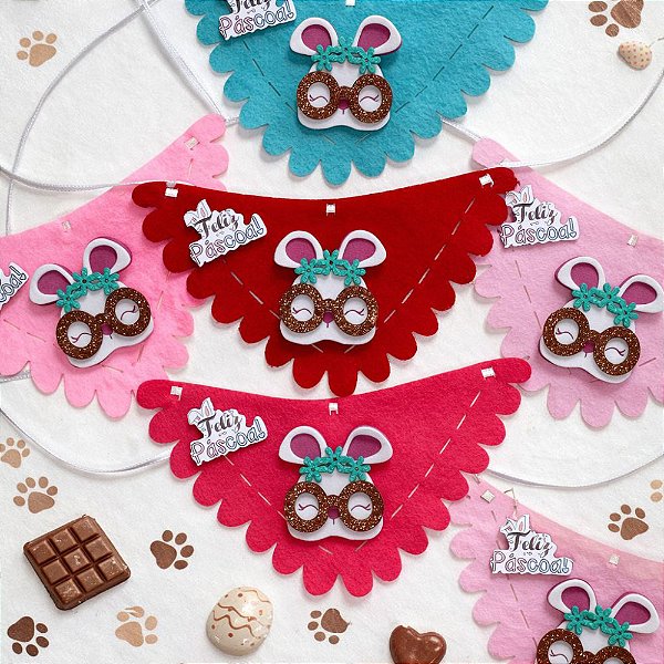 Babador Feltro EVA Coelho Páscoa Mod.2 - 10 unidades
