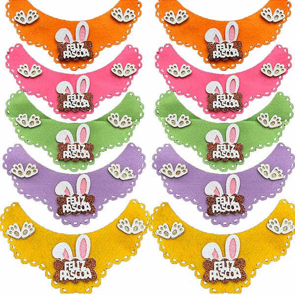 Gargantilha Feltro EVA Feliz Páscoa - 10 unidades